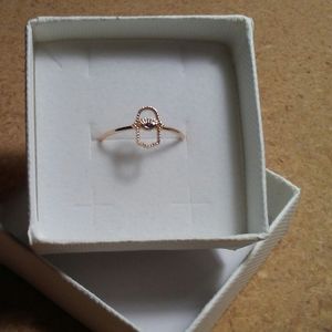 Sapphire 14K Rose Gold Hamsa Evil Eye Ring Size 7